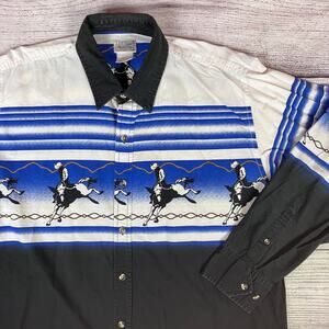 Vintage 1990s Express Riders Western Cowboy Button Up Long Sleeve Shirt